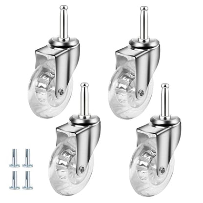 3" Swivel Caster Wheels, M8×38mm, Crystal Clear, Set of 4 - size: 3",No Brake