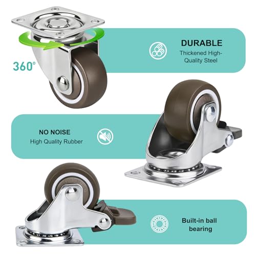 1.5 Inch Caster Wheels for Furniture Silent Bearing Swivel Casters Set of 4 - style: 1.5 Inch