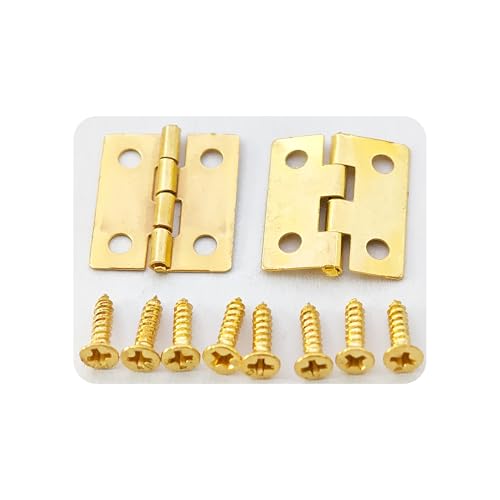 80Pcs 18x15mm Gold Mini Hinges for Wooden Box, Small Iron Hinges with 320 Screws for Jewelry Box Crafts DIY Cabinet Dollhouse, 180° Folding Butt Hardware - color: Gold