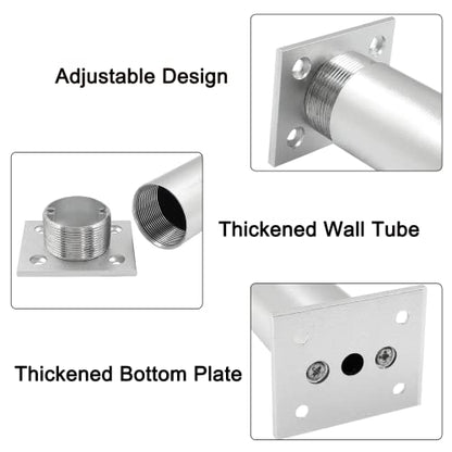 4-Pcs Adjustable Aluminum Alloy Furniture Legs 4.7" Height Silver - color: Silver, size: 4.7 Inch