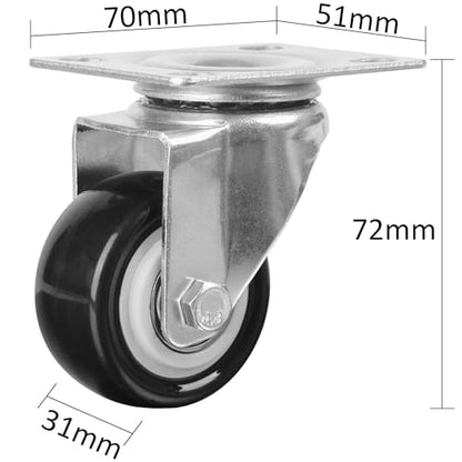 Finnhomy Swivel Casters Wheels Set of 4 Heavy Duty Plate Casters 2 Inch Premium Polyurethane PU Wheels for Furniture/Workbench Load Bearing 800 Lbs Anti-wear Smooth Casters Black (Free Screws) - style: 2" (No Brake)