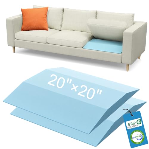 Couch Cushion Support for Sagging Seat, 20"x20"x2" 40D Firm Trapezoid Foam - color: Blue-2pcs, size: 20"x20"x2"
