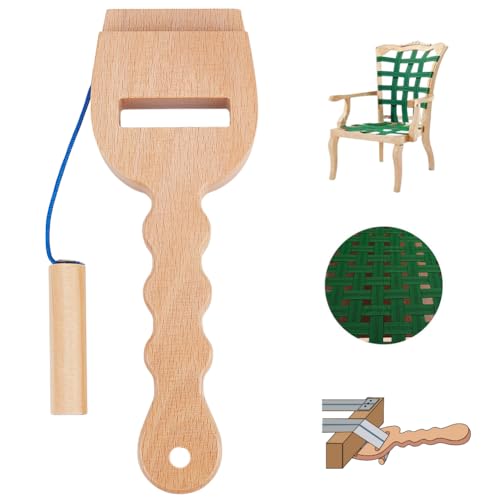 BENECREAT Webbing Stretcher Beechwood, Wood Handle Webbing Stretcher, Stretching Tool for Upholstery Repair Tools Supplies 7.8x2.7x0.8 inches - color: BurlyWood-Slotted version