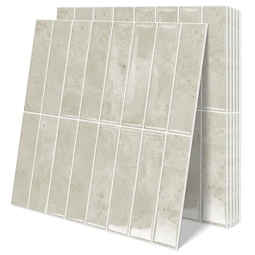 10 Sheets Upgraded Thicker Design Subway Tile Peel and Stick Backsplash - color: Beige