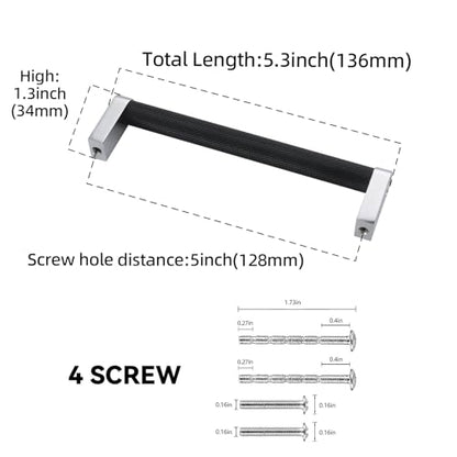 10 Pack 5 Inch(128mm) Matte Black and Polished Chrome Kitchen Cabinet Handles Knurled Cabinet Pulls Black Drawer Pulls Kitchen Hardware - color: Black And Polished Chrome, size: 5'' Hole Center(128mm)