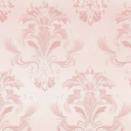 HOMETITUTE Pink Damask Peel and Stick Wallpaper 118.1x17.7 Inch Vinyl - color: Pink Classic Damask