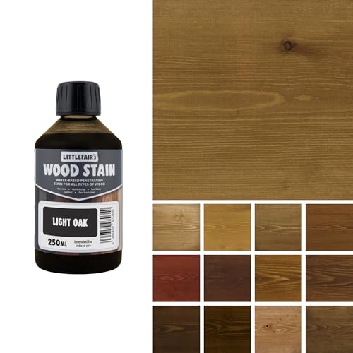 Littlefair's Wood Stain Water Based - 8.5oz/250ml - Indoor Furniture Stain Light & Dark Finishes - Special Non Toxic & Eco Friendly Formula - Wood Stain for Crafts - Color: Light Oak - color: Light Oak, size: 8.5oz/250ml