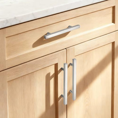 Probrico Brushed Nickel Cabinet Pulls & Handles 5" CC Square 5 Pack - color: Brushed Nickel, size: Hole Center: 128mm(5inch)
