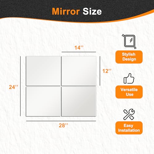 Delma Glass Full Length Wall Mirror Tiles, 14'' x 12'' 4PCS - size: 14''x12''-4PCS