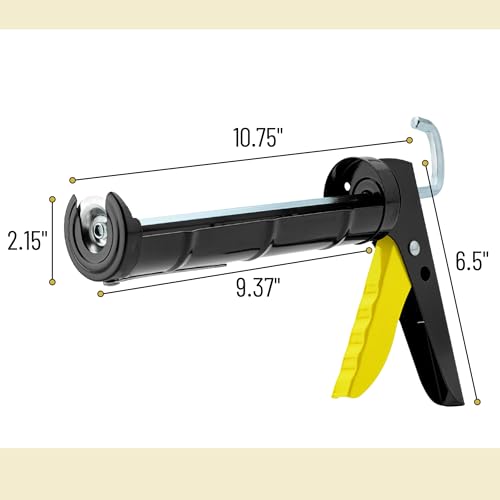 Bates- Caulking Silicone Gun, 10:1 Thrust Ratio, Hand Caulking Guns, No Drip - color: Yellow & Black, size: 1 Pack
