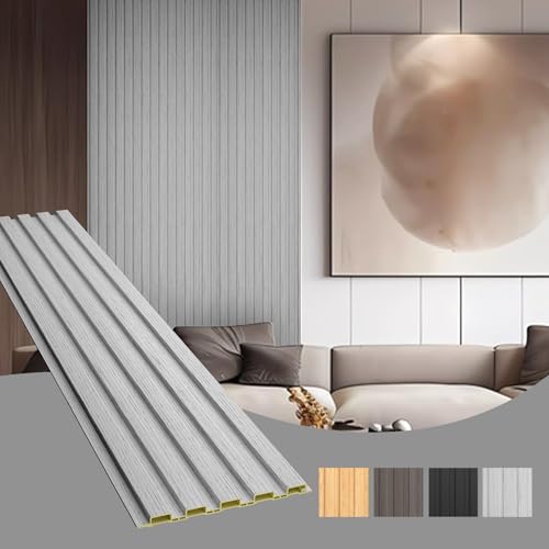 OUZUGIE WPC Acoustic Slat Wall Paneling, 8-Pack 96 x 6 Inches - color: Gray, size: (Low)96“ x 6"