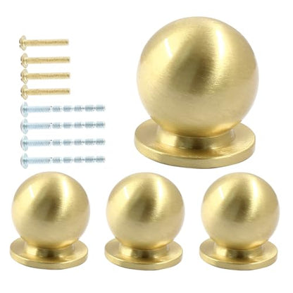 Jiozermi 4 Pack Mini Round Solid Brass Knobs, 1 Inch, Gold - color: Gold, size: 1 Inch(25mm)