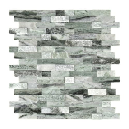 SUNWINGS 5-Sheet Peel and Stick Mosaic Natural 3D Stone Self Adhesive Marble Tiles, 11.5" x 10.7" Stick on Backsplash for Kitchen Bathroom Fireplace Vanity, Emerald Green - color: Emerald Green