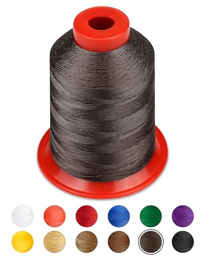 FIVEIZERO Extra Strong Upholstery Thread,Coffee 1000 Meters Bonded Nylon Thread for Denim Leather,Craft,Machine,DIY and Home (1 Pack) CJ - color: Coffee