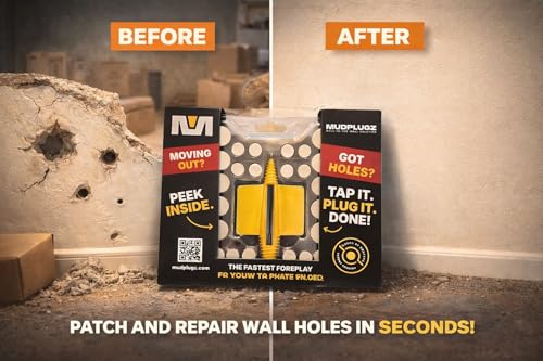 FIX Drywall Anchor Holes Fast - MudPlugz Drywall Hole Repair Kit - No Mesh - No Spackle - Professional Small Hole Wall Patch Kit - 36 Plugs - Reusable Prep Tool - Quick and Easy