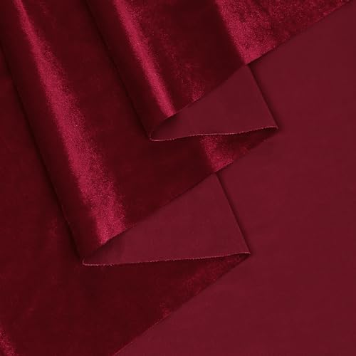 KKJIAF 1 Yard Burgundy Stretch Velvet Fabric 60" Wide for DIY Crafts - color: Burgundy, size: 1 Yard