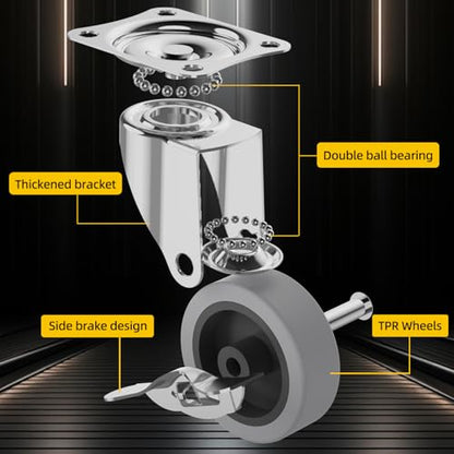 Caster Wheels,3 Inch Casters Set of 4,Heavy Duty Caster with Brake - style: Grey-3"8pack