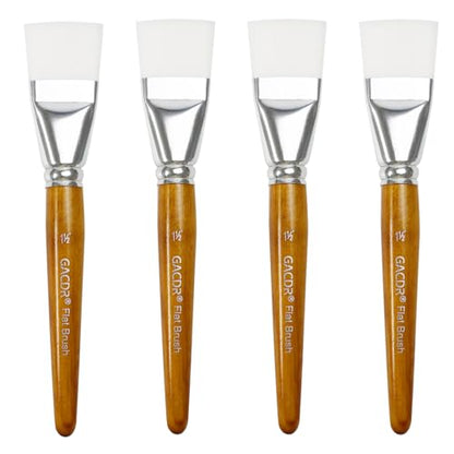 Large Flat Paint Brushes,4 Pcs 1.5 Inch Craft Basecoating PaintBrushes - color: Yellow