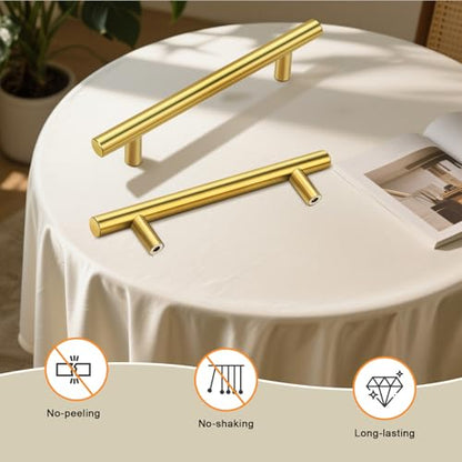 Gobrico 5 Pack 5" Hole Centers (128mm) Gold Cabinet Handles - color: Gold, size: 5 Inch Hole Center