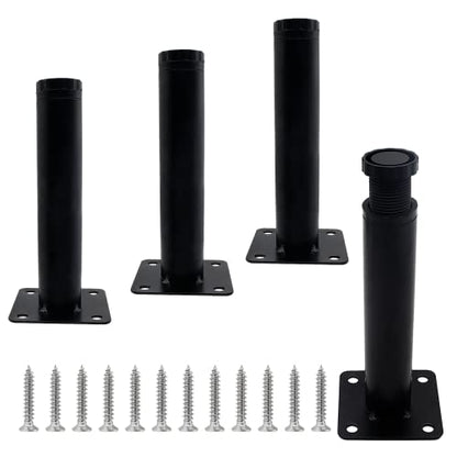 Bivethoi 4 PCS Black Adjustable Furniture Legs, 5 Inch / 127mm Metal - size: 5 Inch / 127mm