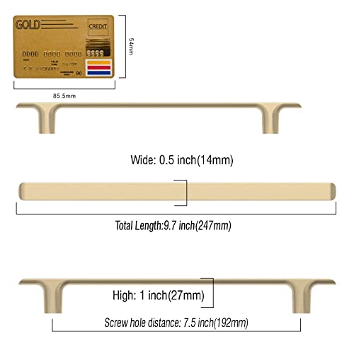 Amerdeco 10 Pack Brushed Brass Cabinet Pulls 7.5 Inch(192MM) Hole Centers Gold Kitchen Cabinet Handles Cabinet Hardware Kitchen Handles for Cabinets Cupboard Handles Drawer Pulls ZH0028 - color: Brushed Brass, size: 7.5"/192MM, style: 10 Pack