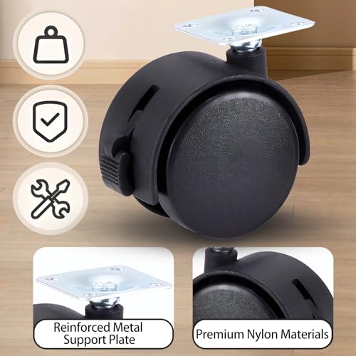 Zorfeter 1.5 Inch Swivel Furniture Caster Wheels with Brakes, Black, 4 Set - style: 1.5 Inch Plate Casters