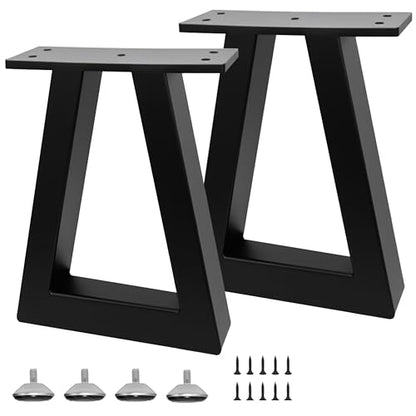 10 Inch Trapezoid Metal Table Legs Black, DIY Furniture Feets for Bench, Coffee Table, Stool,Cabinet Legs, Including Screws and Adjustable Feet Pads, 10” x 7.9” - size: 10 Inch T
