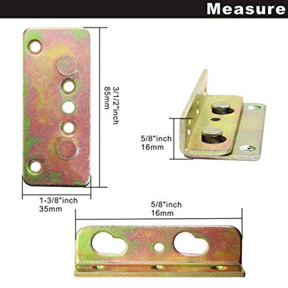 No-Mortise Bed Rail Brackets 4 Pack Heavy Duty & Rust Proof