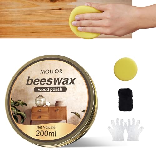 Beeswax Furniture Polish, Wood Care Polish, 200g with Sponges - size: 7 Ounce (Pack of 1)