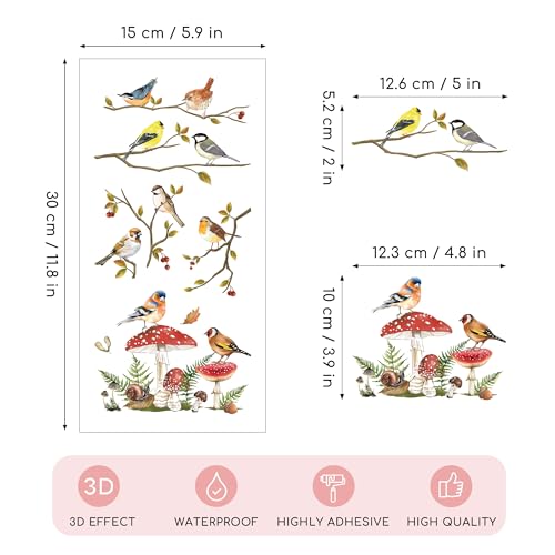 Joeyan 3 Sheets Rub On Transfers for Crafts and Furniture Birds Rub on Transfer Stickers Animal Decals for Wood Glass Metal Canvas Porcelain Plastic DIY Craft Home Decor, 6" x12" - style: Birds