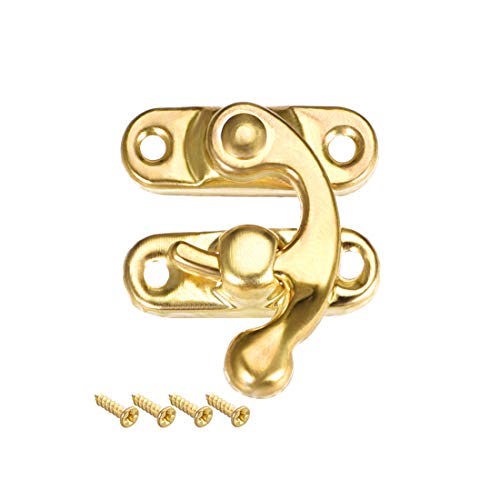 uxcell Vintage Lock Clasp Right Latch Hook Hasp 42mm x 37mm Swing Arm Latch Plated Golden, 10 Pcs W Screws - color: Gold Tone