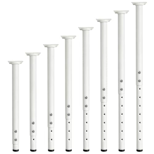 Jahof Adjustable Table Legs 22-36 inch (55-90 cm), Ø42/38 mm (4, White) - color: White