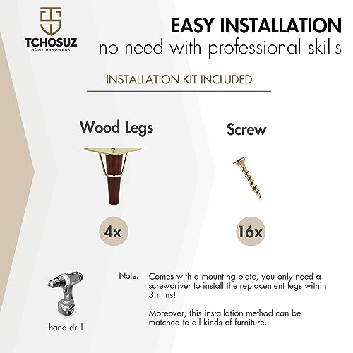7 Inch Wood Furniture Legs with Metal Triangle Frame,4Pcs Walnut - color: Walnut, size: 7"/18cm
