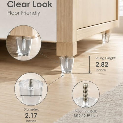 Clear Acrylic Furniture Legs, 2.8 Inch Height, 4Pcs - size: H 2.8 Inch