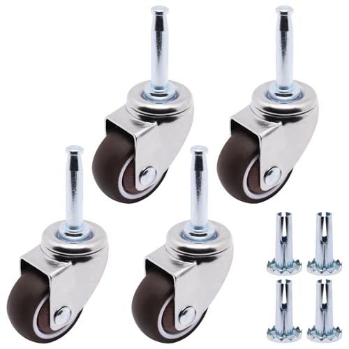 1.5 Inch Swivel Casters Set of 4, M8 Grips Neck Stem Caster Wheels, Heavy Duty Silver Caster with Rubber Wheel for Furniture Sofa Chair Cabinet - style: 1.5 inch Silver