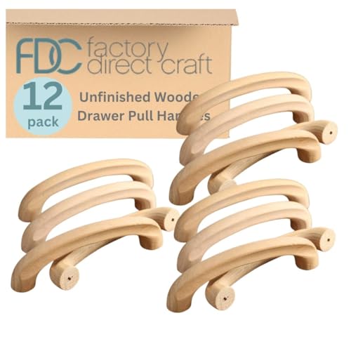 12 Unfinished Wood Cabinet Pulls – 4-1/4" Drawer Knobs for DIY Furniture