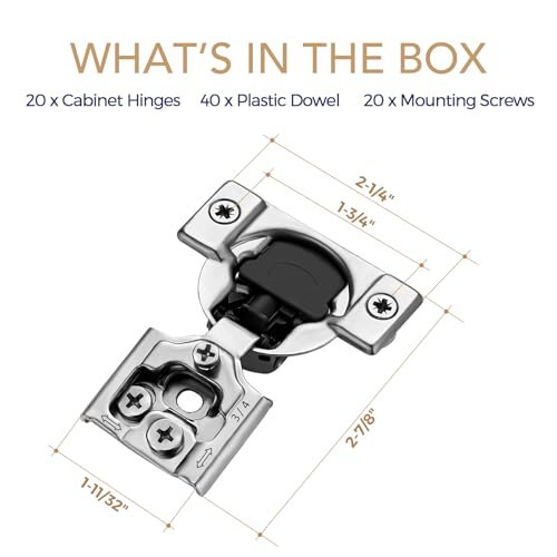 Soft Close Hinges for Kitchen Cabinet Hinges, 3/4 Inch Overlay, 20 Pack - size: 3/4 inch Overlay