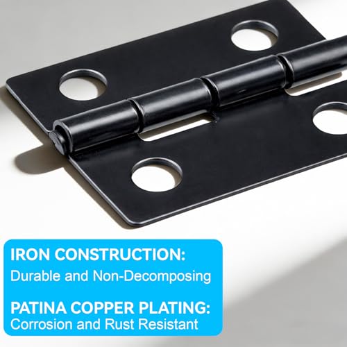 50-Pack 18 x 15mm Black Mini Hinges, 200 Screws for Jewelry Boxes - color: Black