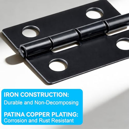 50-Pack 18 x 15mm Black Mini Hinges, 200 Screws for Jewelry Boxes - color: Black