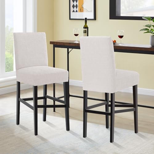 Turquoize 100% Waterproof Bar Stool Cover Stretch Washable Barstool Seat Covers Set of 4, Removable Bar Chair Covers with Backs, Counter Height Chair Cover for Kitchen Dining Room Cafe (4, Pale Oak) - color: Waterproof-pale Oak