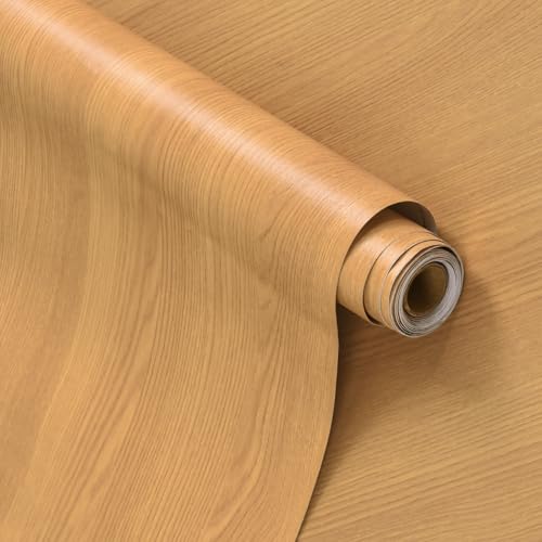 Extra Wide 48"x354" Yellow Brown Maple Wood Wallpaper Peel and Stick - color: Yellow-Brown, size: 48" x 354.3"