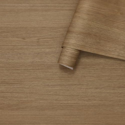 JSEVEM 16"×354" Wood Contact Paper Brown Peel and Stick Wallpaper Waterproof Removable Self-Adhesive Vinyl Wrap for Countertops Cabinet Kitchen Bedroom Air Guide Design - color: Brown, size: 16" x 354"