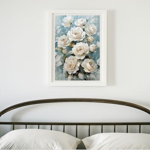 Peacoblue Vintage White Rose Rub On Transfers for Furniture Craft 6"x12"