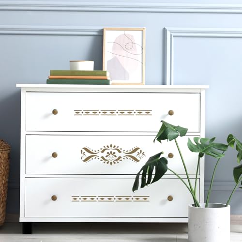 10Pcs Border Stencils for Painting on Wood, Resuable Lace Talavera Stencils for Crafts, Cake Stencil Mexican Floral Stencil for Furniture Wood Wall Canvas Floor