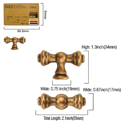 Amerdeco 10 Pack Antique Brass Kitchen Cabinet Knobs 2.1 Inch(53mm) Single Hole Cabinet Handles Dresser Knobs Drawer Knobs and Pulls for Bathroom Cabinets - color: Antique Brass, size: Knobs