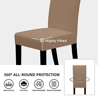 Easy-Going Stretch Dining Room Chair Slipcovers Set of 4, Camel - color: Camel