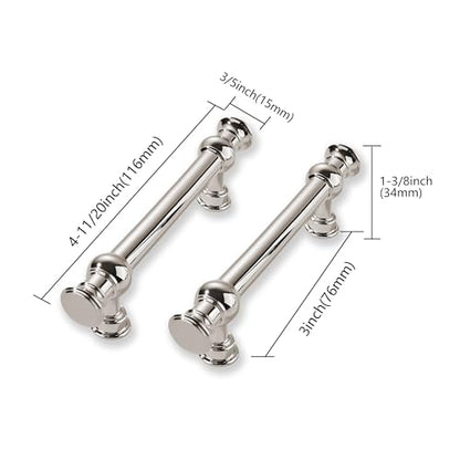 2 Pack 3 Inch Hole Center Polished Nickel Cabinet Pulls-Heavy Duty Solid Cabinet Handles Suitable for Cabinets, Dressers, Kitchens and Bathroom cabinets - color: Polished Nickel, size: 3 Inch hole center, style: 2-Pack