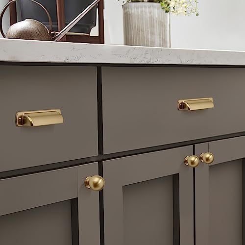 6 Pack Cup Pulls 3-3/4"(96mm) Center to Center Drawer Pulls Champagne Bronze Cabinet Cup Pulls Kitchen Cabinet Hardware Satin Brass Cabinet Handles Bin Cup Drawer Handles Gold Knobs. - color: Champagne Bronze, size: 3-3/4"(96mm) hole center, style: Quanti