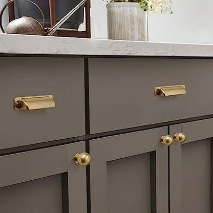 6 Pack Cup Pulls 3-3/4"(96mm) Center to Center Drawer Pulls Champagne Bronze Cabinet Cup Pulls Kitchen Cabinet Hardware Satin Brass Cabinet Handles Bin Cup Drawer Handles Gold Knobs. - color: Champagne Bronze, size: 3-3/4"(96mm) hole center, style: Quanti