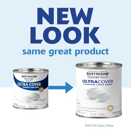 Rust-Oleum Painter's Touch Latex Brush-On Paint, Gloss White - color: Gloss White, size: 8 Fl Oz (Pack of 1)